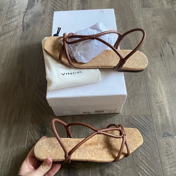 NWB Vince Hazen Square Toe Sandal cognac 8.5 - Picture 1 of 5